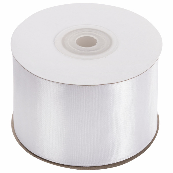 Лента атласная ширина 50 мм, длина 23 м, белая, BRAUBERG, 591519 - Ленты для декора, рукоделия и упаковки подарков