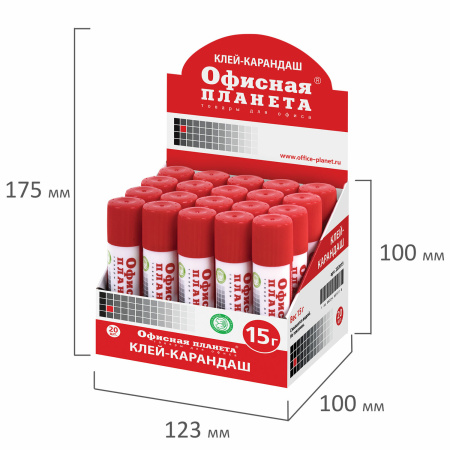 Клей-карандаш ОФИСНАЯ ПЛАНЕТА, 15 г, 222013 - Клей-карандаш