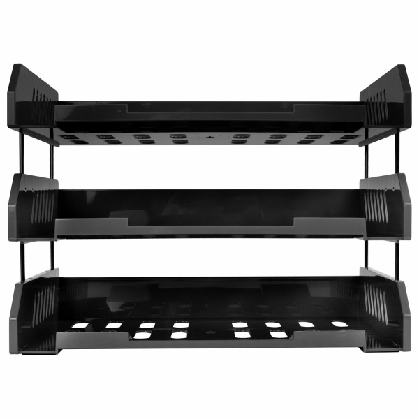 Лотки горизонтальные для бумаг, КОМПЛЕКТ 3 шт., 335х232х246 мм, черный, BRAUBERG FILE, 238107, ЛТ561 - Лотки горизонтальные (поддоны)