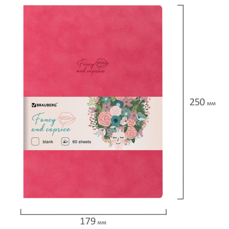 Тетрадь-скетчбук 60 л. обложка кожзам под замшу, сшивка, B5 (179х250мм), 70 г/м2, КОРАЛЛОВЫЙ, BRAUBERG CAPRISE, 403864 - Тетради более 60 листов