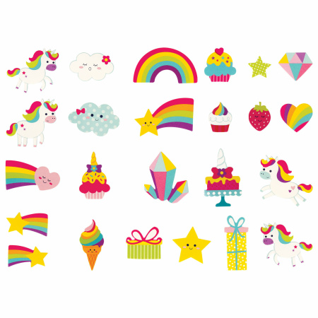 Наклейки из EVA "Единорог и радуга", 24 штуки, ассорти, ЮНЛАНДИЯ, 662685 - Наклейки