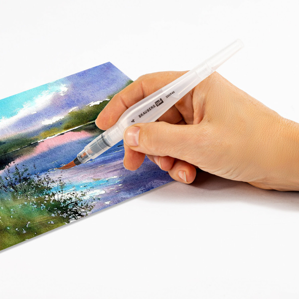 Кисть художественная BRAUBERG ART DEBUT, с резервуаром для воды, синтетика, № 4, короткая, 200946 - Кисти с резервуаром