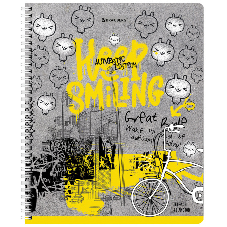 Тетрадь А5 48 л. BRAUBERG, гребень, клетка, обложка картон, "Urban Style" (4 вида в спайке), 404338 - Тетради 40-48 листов