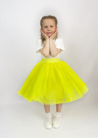 Юбка нарядная из фатина желтый неон