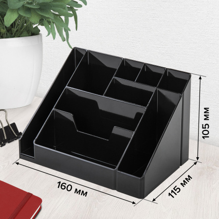Подставка-органайзер BRAUBERG GRAND OFFICE, 9 отделений, 115х160х105 мм, черная, 238098, ОР14 - Подставки канцелярские без наполнения