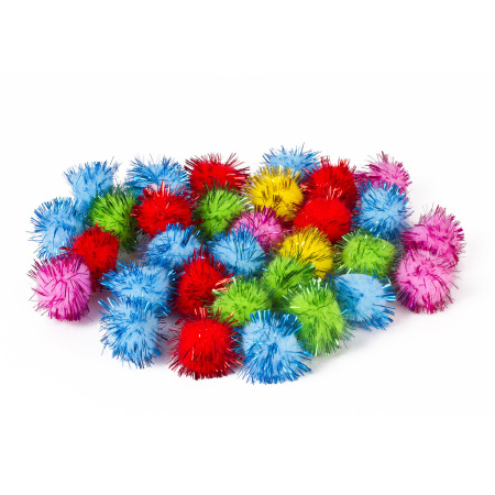 Помпоны для творчества, блестящие, 5 цветов, 25 мм, 30 шт., ОСТРОВ СОКРОВИЩ, 661425 - Помпоны для творчества