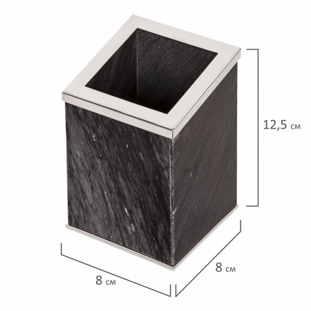 Набор настольный GALANT из мрамора, 8 предметов, черный мрамор/серебристые металлические детали, 231192 - Настольные наборы и аксессуары из мрамора