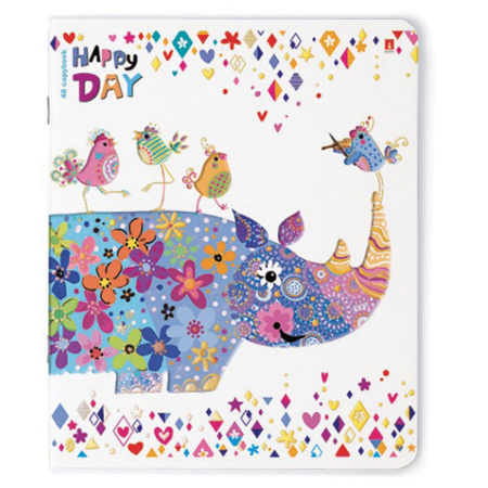 Тетрадь А5 48 л. АЛЬТ скоба, клетка, фольга, конгрев, гибридный лак, "СЧАСТЛИВЫЙ ДЕНЬ" (5 видов), 7-48-829 - Тетради 40-48 листов