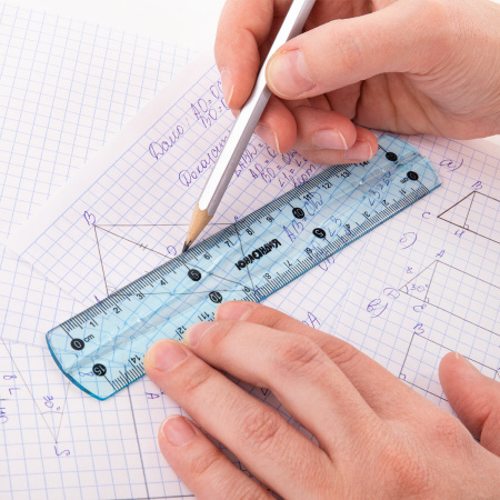 Линейка 15 см гибкая ЮНЛАНДИЯ "FLEX", пластиковая, тонированная, голубая, 210757 - Линейки