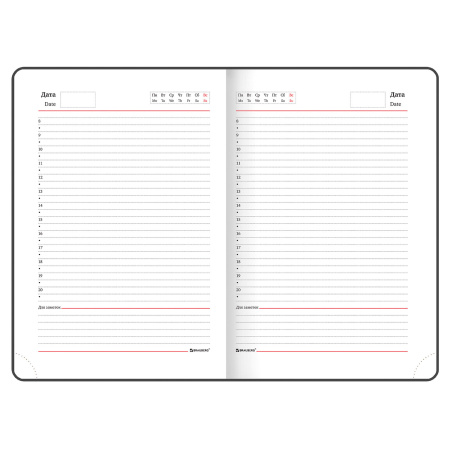 Ежедневник недатированный А5 138x213 мм BRAUBERG "Waves" под кожу, застежка 160 л., черный/красный, 111876 - Ежедневники с покрытием "под кожу и ткань"