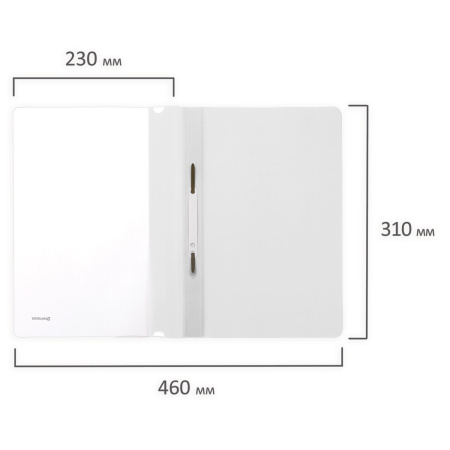 Скоросшиватель пластиковый BRAUBERG, А4, 130/180 мкм, белый, 228676 - Папки-скоросшиватели мягкие