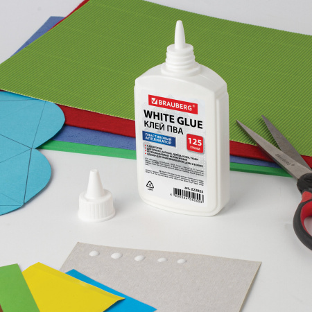 Клей ПВА BRAUBERG (бумага, картон, дерево), 125 г, 222925 - Клей ПВА