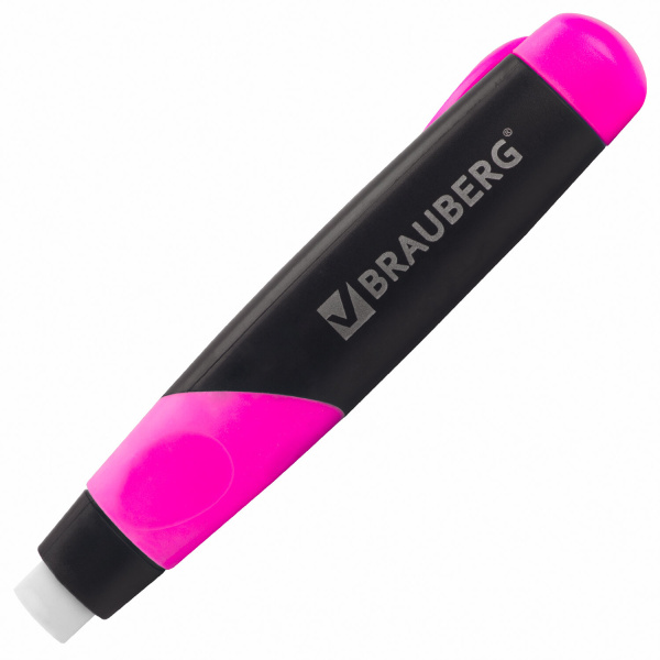 Ластик выдвижной BRAUBERG "Blaster", 112х21х24мм, белый, пластиковый держатель ассорти, 223593 - Ластики классические