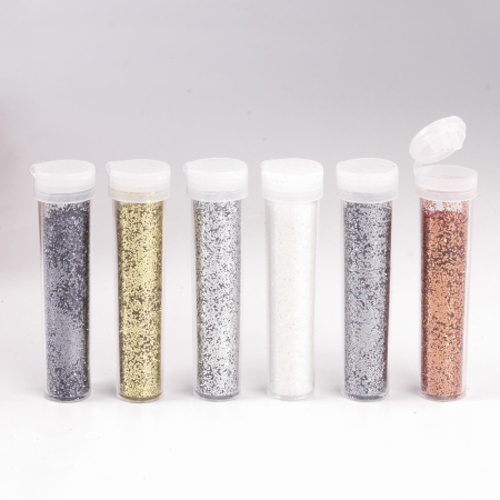 Блестки (глиттер) для декора, поделок, DIY, творчества, оформления, ОСТРОВ СОКРОВИЩ, НАБОР МЕТАЛЛИК, 6 цветов по 6,5 грамм, блистер, 662222 - Блестки для декора