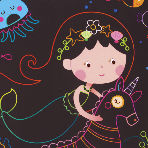 Гравюра магическая "Русалка и фея", А5, 2 основы в комплекте, с трафаретом, ЮНЛАНДИЯ, 662691 - Гравюры