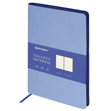 Блокнот А5 (148x218 мм), BRAUBERG "Metropolis Mix", под кожу, 80 л., клетка, голубой, 111040
