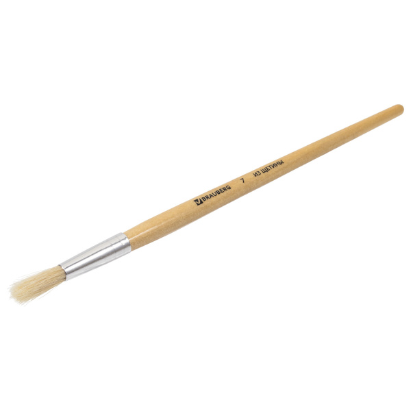 Кисть BRAUBERG, щетина, круглая, № 7, 200198 - Кисти для рисования