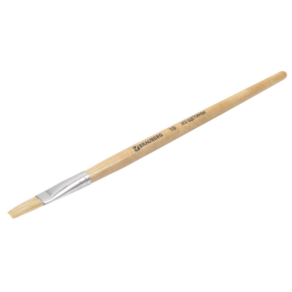 Кисть BRAUBERG, щетина, плоская, № 10, 200203 - Кисти для рисования