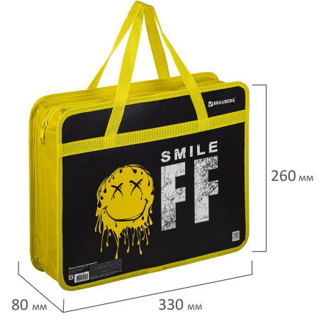 Папка на молнии с ручками BRAUBERG А4, 1 отделение, пластик, 80 мм, "OFF", 271465 - Папки-сумки с ручками