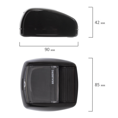 Скрепочница магнитная BRAUBERG с 30 скрепками, роликовый механизм подачи, черная, 225188 - Диспенсеры для скрепок