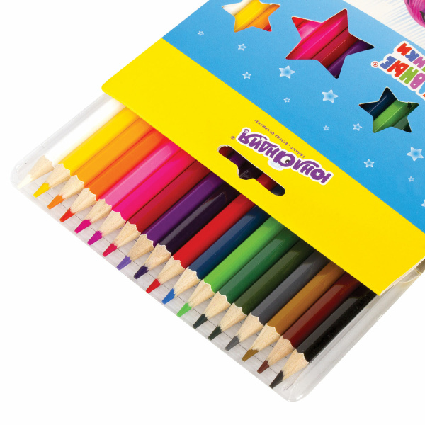 Карандаши цветные мягкие ЮНЛАНДИЯ "ЗАБАВНЫЕ КАРТИНКИ", 18 цветов, классические, заточенные, 181644 - Карандаши цветные