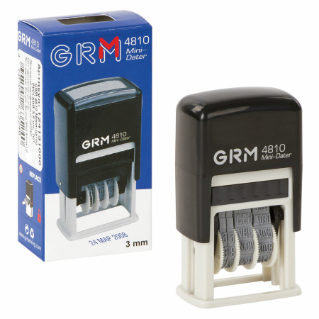 Датер-мини месяц буквами, оттиск 20х3,8 мм синий, GRM 4810, 124131000 - Датеры