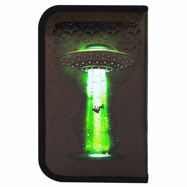 Пенал ЮНЛАНДИЯ, 1 отделение, металлизированный картон, конгрев, 19х11 см, "Out of this world", 271038 - Пеналы каркасные