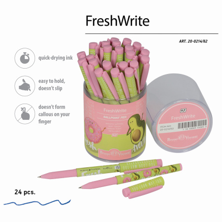 Ручка шариковая BRUNO VISCONTI FreshWrite, СИНЯЯ, "Авокадо.Пончик", линия письма 0,5 мм, 20-0214/62 - Ручки шариковые неавтоматические