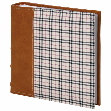 Фотоальбом BRAUBERG "Шотландка" на 200 фото 10х15 см, под кожу, бумажные страницы, бокс, 391192 - Фотоальбомы