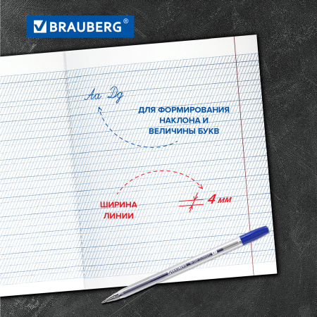 Тетради 12 л. КОМПЛЕКТ 20 шт. BRAUBERG "ВЕЛИКИЕ ИМЕНА", частая косая С ДОПОЛНИТЕЛЬНОЙ ГОРИЗОНТАЛЬНОЙ, 80 г/м,880022 - Тетради 12-24 листов