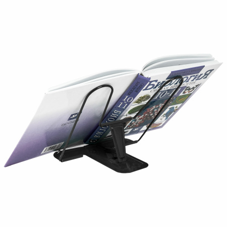 Подставка для книг и учебников BRAUBERG LINE+, металлическая, черная, европодвес, 238214 - Подставки для книг