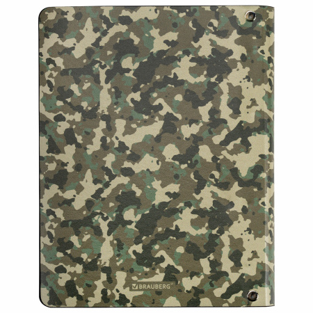 Тетрадь на кольцах А5 (180х220 мм), 80 листов, под кожу, клетка, BRAUBERG VISTA, Military, 112134 - Тетради на кольцах и сменные блоки к ним