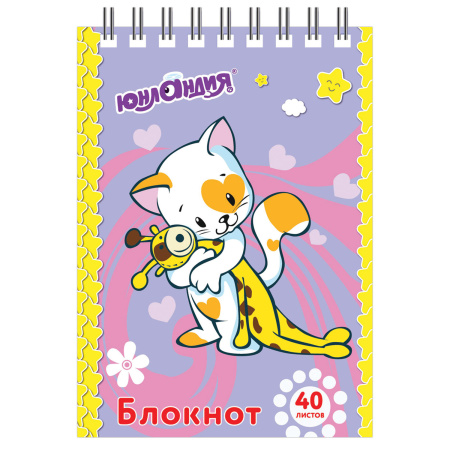 Блокнот МАЛЫЙ ФОРМАТ А7 75х105 мм, 40 л., гребень, картон, клетка, ЮНЛАНДИЯ, "МУЛЬТЯШКИ", 129860 - Блокноты