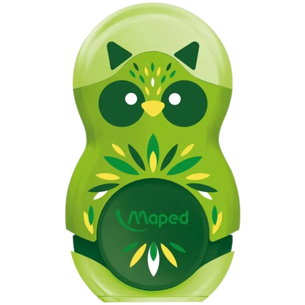 Точилка с ластиком MAPED "LOOPY Mini Cute", с контейнером, корпус ассорти, 049113 - Точилки ручные