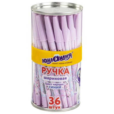 Ручка шариковая ЮНЛАНДИЯ "PURRMAID", синяя, SOFT TOUCH покрытие, узел 0,7 мм, линия письма 0,35 мм, 143731 - Ручки шариковые неавтоматические