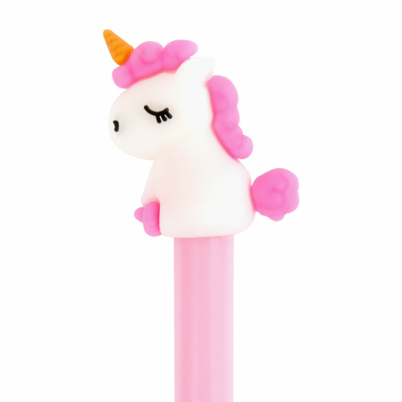 Ручка с топпером шариковая ЮНЛАНДИЯ "Единорог", корпус ассорти, СИНЯЯ, пишущий узел 0,7 мм, 143805 - Ручки фигурные