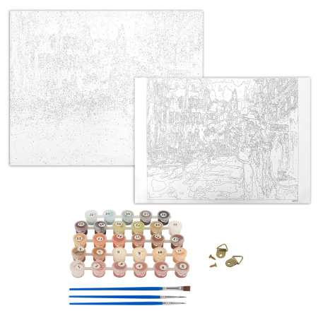 Картина по номерам 40х50 см, ОСТРОВ СОКРОВИЩ "Огни большого города", на подрамнике, акрил, кисти - Картины по номерам