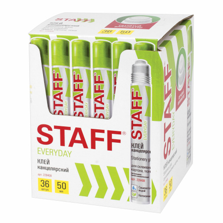 Клей канцелярский STAFF EVERYDAY, 50 мл, сетчатый аппликатор, 228408 - Клей канцелярский