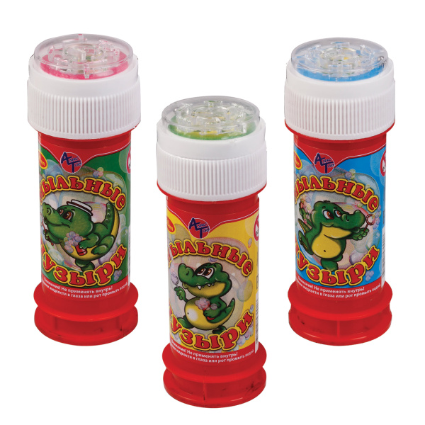 Мыльные пузыри "Крокодил" с игрушкой на крышке, 50 мл, дисплей 36 шт., АЛЕКС ТОЙЗ, 15010 - Мыльные пузыри