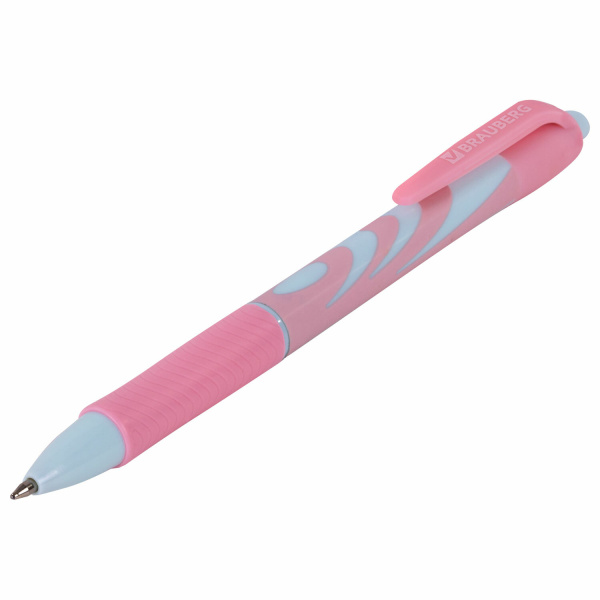 Ручка шариковая автоматическая BRAUBERG ULTRA-RT PASTEL, СИНЯЯ, 0,7 мм, линия 0,35 мм, 143933 - Ручки шариковые автоматические