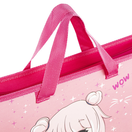 Папка на молнии с ручками ЮНЛАНДИЯ А4, 1 отделение, пластик, ширина 45 мм, "Anime Pals", 271457 - Папки-сумки с ручками