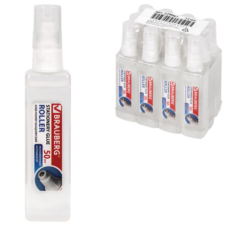 Клей-роллер канцелярский BRAUBERG, 50 мл, 229067 - Клей канцелярский