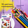 Карандаши цветные BRAUBERG PREMIUM, 36 цветов, трехгранные, грифель мягкий 3,3 мм, 181654 - Карандаши цветные