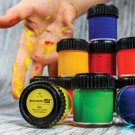 Гуашь художественная BRAUBERG ART CLASSIC, НАБОР 12 цветов в баночках по 22 мл, 191585 - Гуашь художественная в наборах