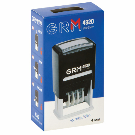 Датер-мини месяц буквами, оттиск 22х4 мм синий, GRM 4820, 124361131 - Датеры