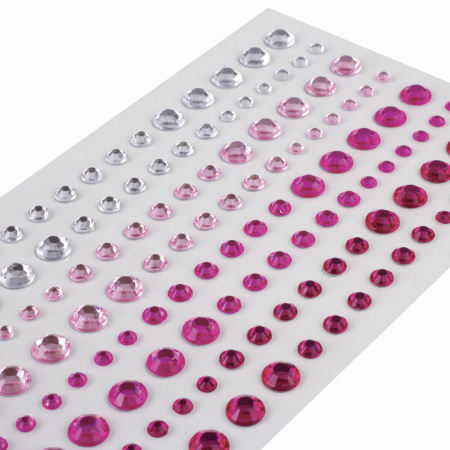 Стразы самоклеящиеся КРУГЛЫЕ, 3-6 мм, 136 штук, перламутровые, на подложке, ОСТРОВ СОКРОВИЩ, 662245 - Стразы для творчества