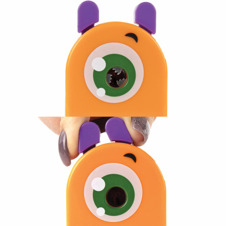 Точилка механическая ПИФАГОР "Монстрик", корпус оранжевый, для чернографитных и цветных карандашей, 228477 - Точилки механические