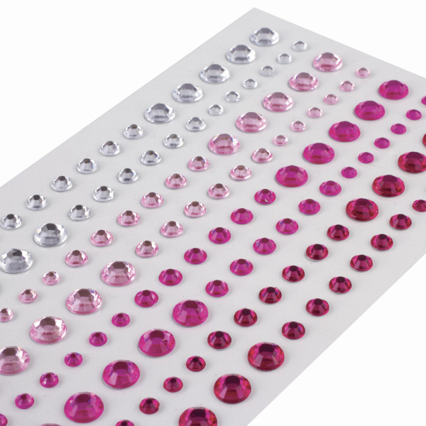 Стразы самоклеящиеся КРУГЛЫЕ, 3-6 мм, 136 штук, перламутровые, на подложке, ОСТРОВ СОКРОВИЩ, 662245 - Стразы для творчества