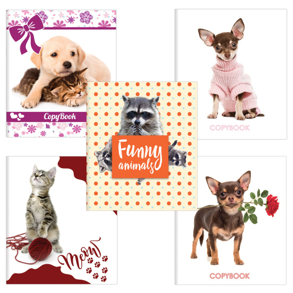 Тетрадь А5, 48 л., BRAUBERG, скоба, линия, обложка картон, ПИТОМЦЫ, 1 шт, 403028