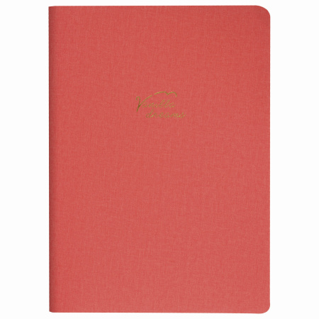 Тетрадь 60 л. в клетку обложка кожзам под лён, сшивка, B5 (179х250мм), КОРАЛЛОВЫЙ, BRAUBERG PASTEL, 403873 - Тетради более 60 листов